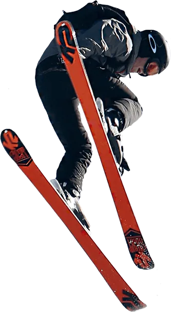 Skifahrer im Sprung